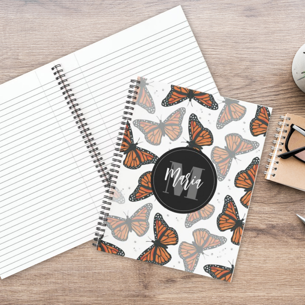 Modern Elegant Monarch Butterfly Monogrammed Notebook
