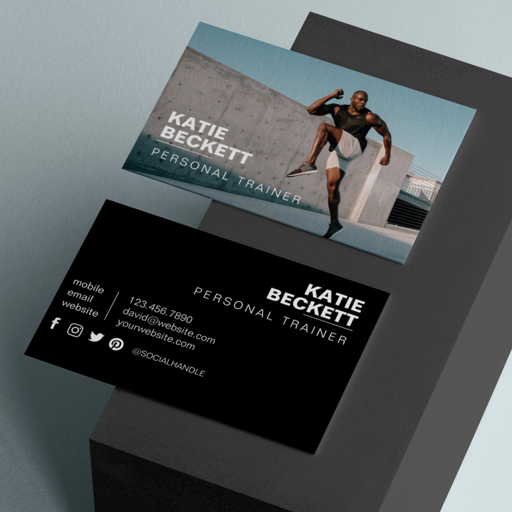 Modern & Trendy Personal Trainer Fitness Photo Business Card
