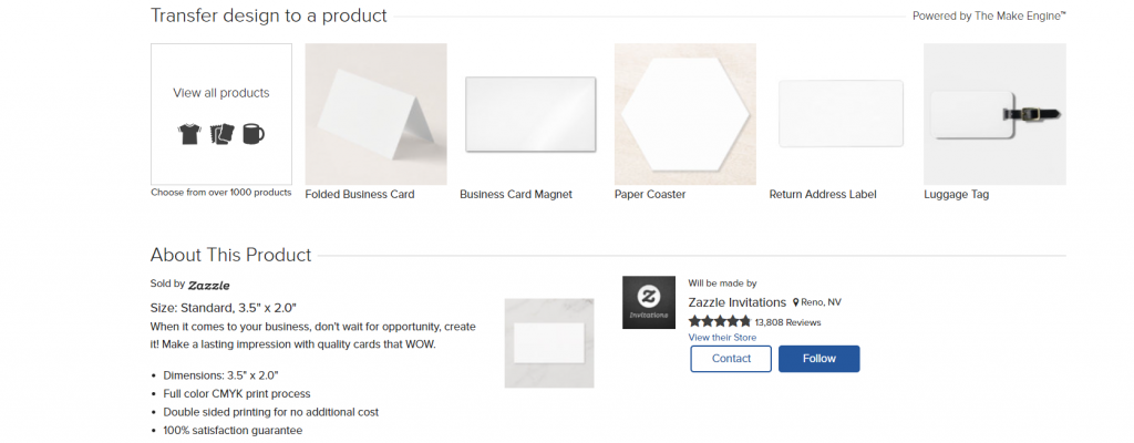 Transfer your design on similar product types