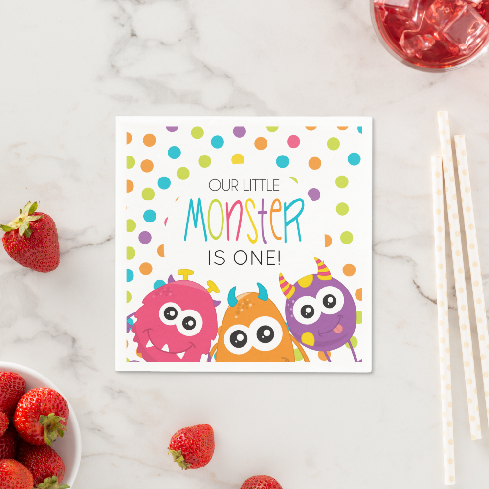 Little Monster First Birthday Party Napkins