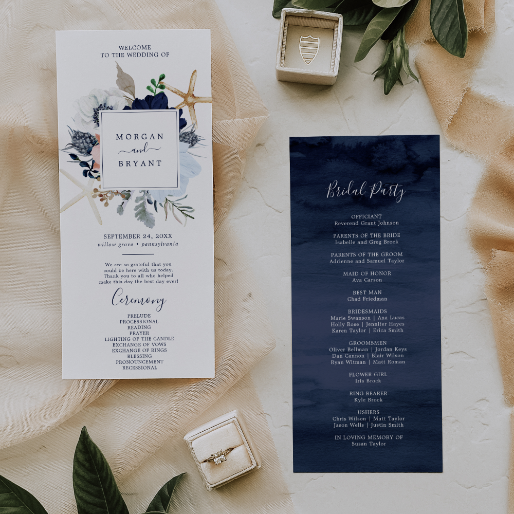 Modern-Nautical-Floral-Wedding-Program