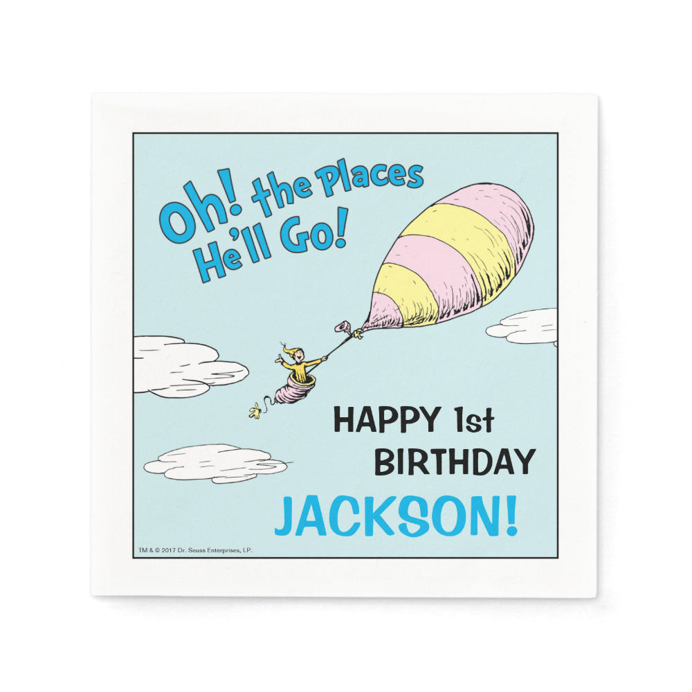 Oh, The Places He'll Go! - First Birthday Paper Napkins

