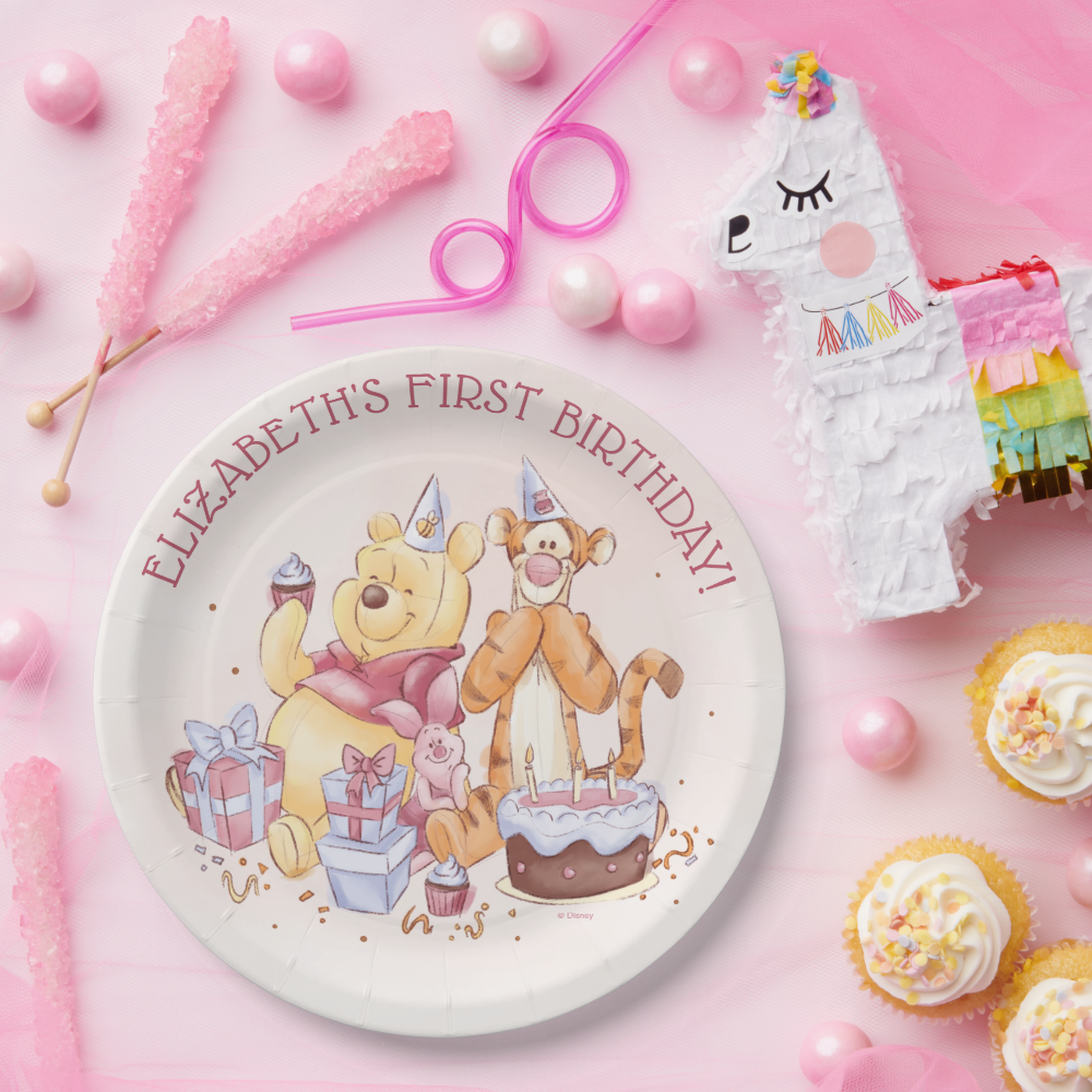 Pooh & Friends Watercolor | First Birthday Paper Plates