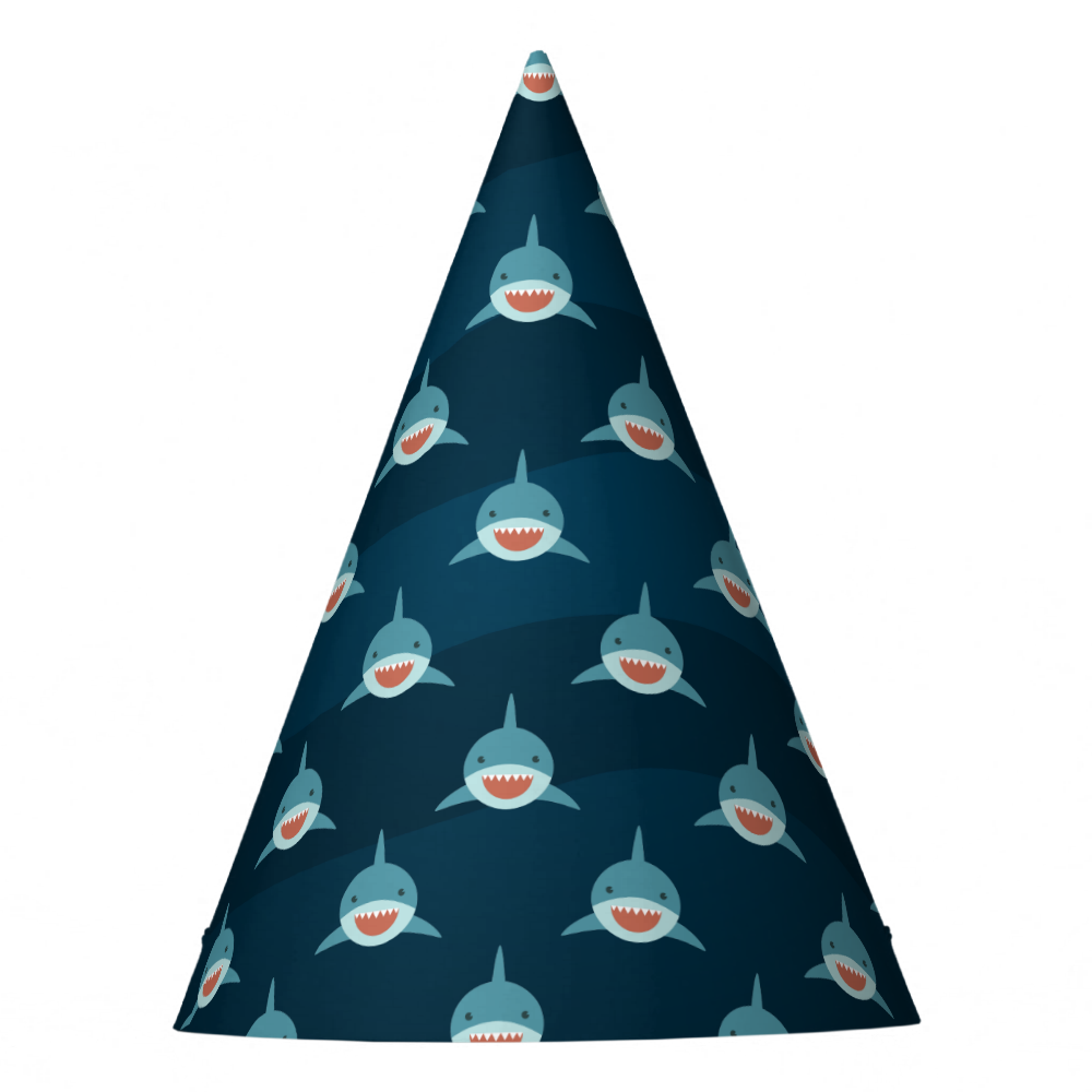 Shark Patterned Birthday Party Party Hat
