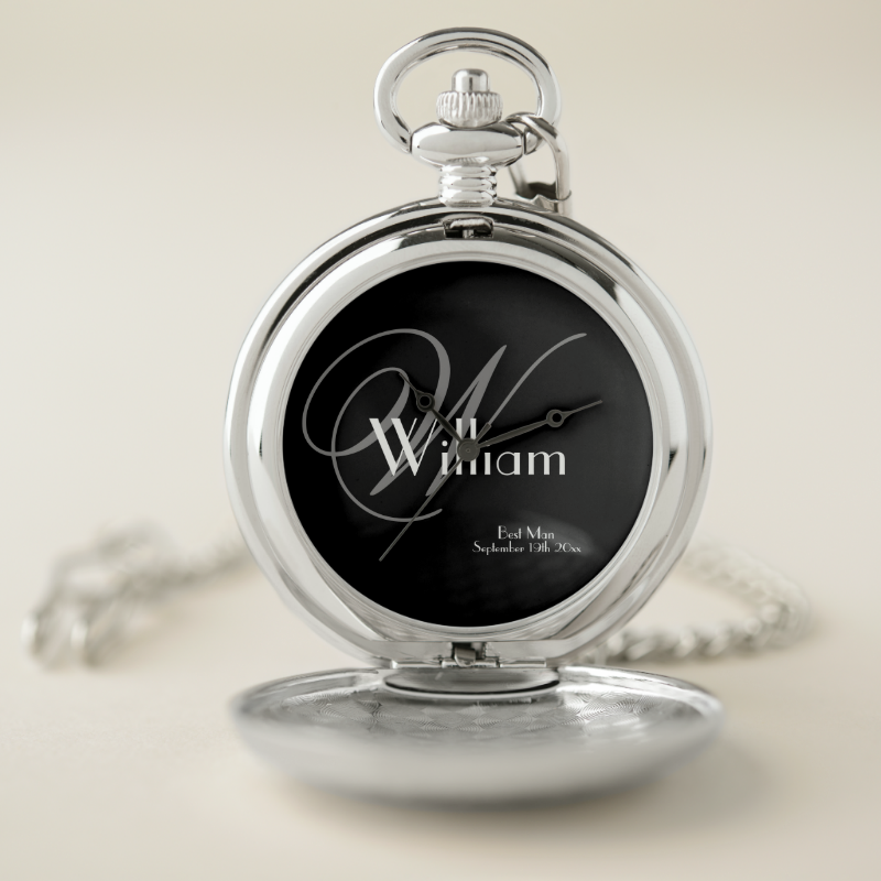Wedding Best Man Gift Custom Name Elegant Classic Pocket Watch