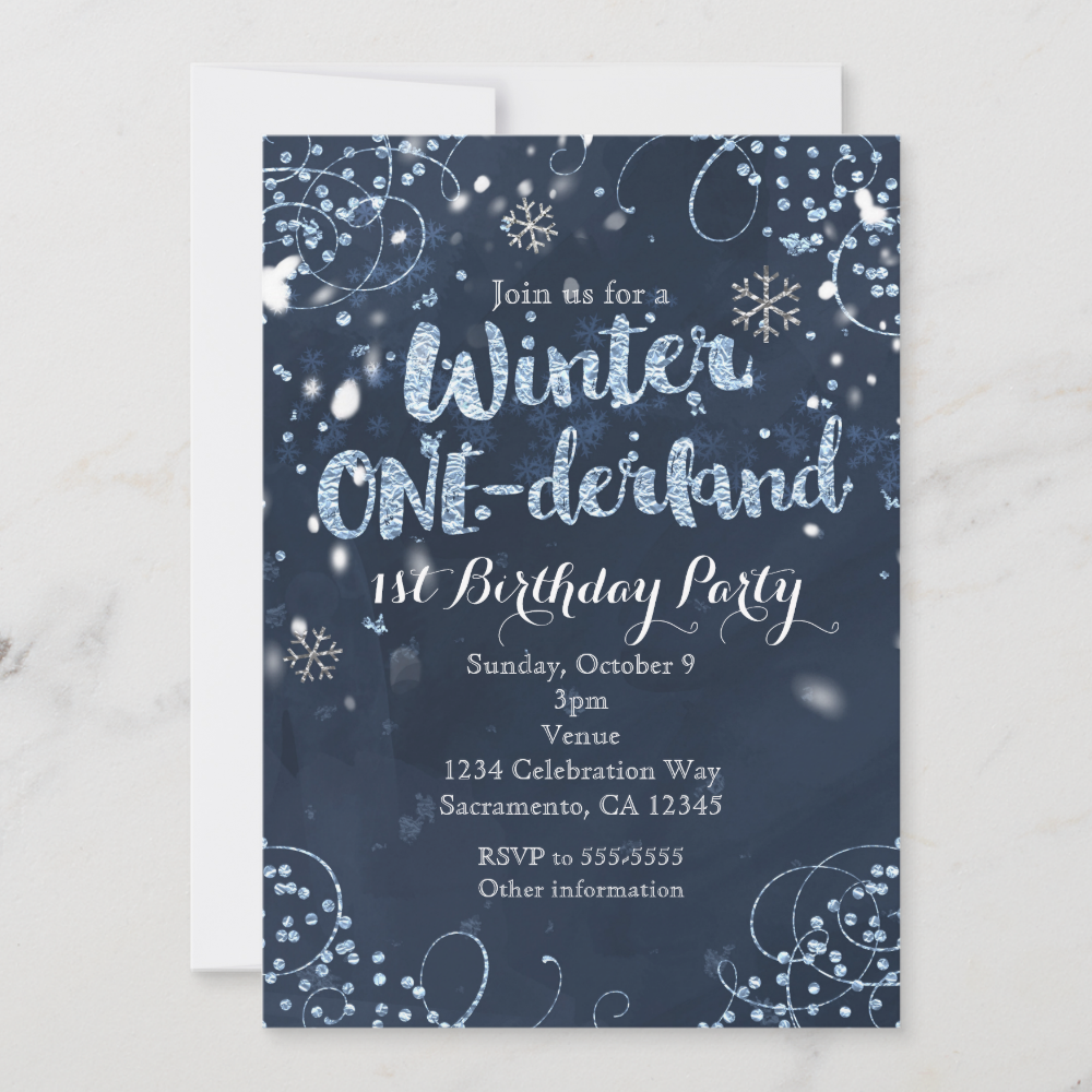 Winter ONE-derland 1st Birthday Party Invitations
