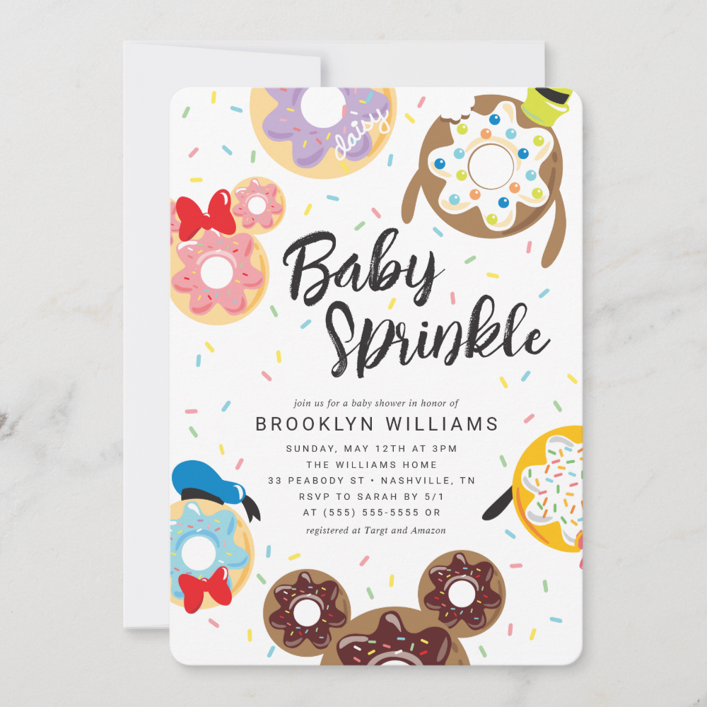 Mickey & Friends Donut - Baby Shower Invitation