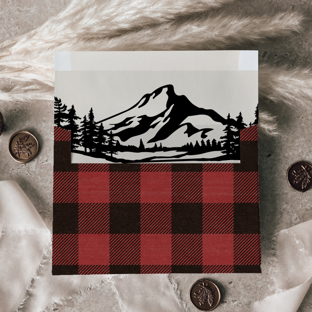 Vintage Wilderness | Buffalo Plaid Wedding Envelope