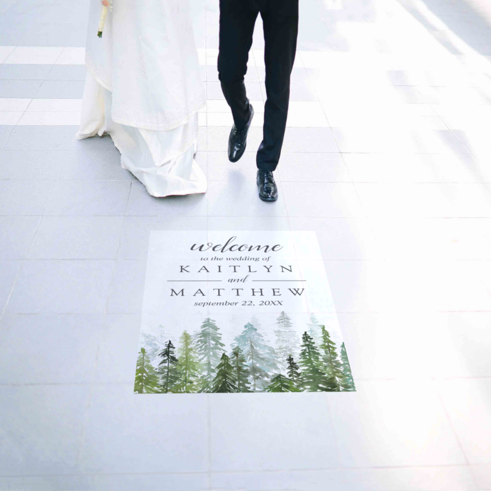 The Watercolor Pine Tree Forest Wedding Collection Floor Decals