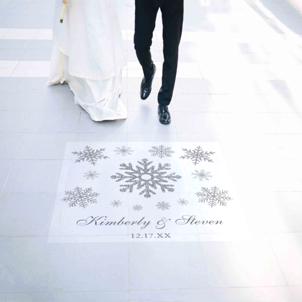 Winter Wedding Silver Snowflake Floor Decal