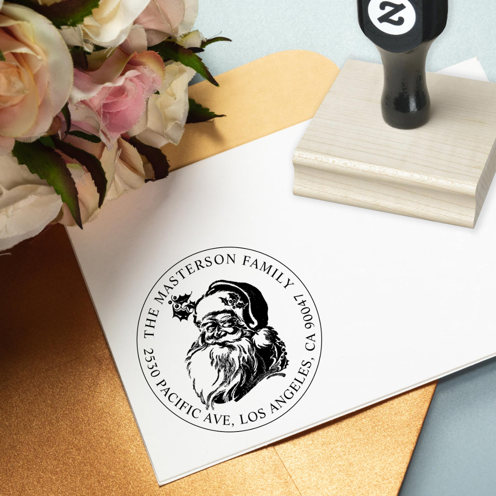Vintage Santa Claus Christmas Return Address Rubber Stamp