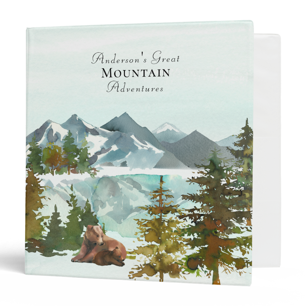 Mountain Forest Adventures Rustic Bears 3 Ring Binder