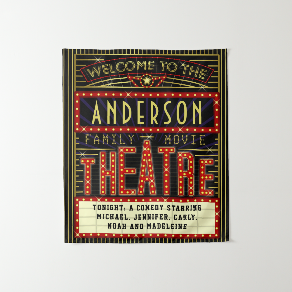 Movie Theatre Marquee Home Cinema | Custom Name Tapestry