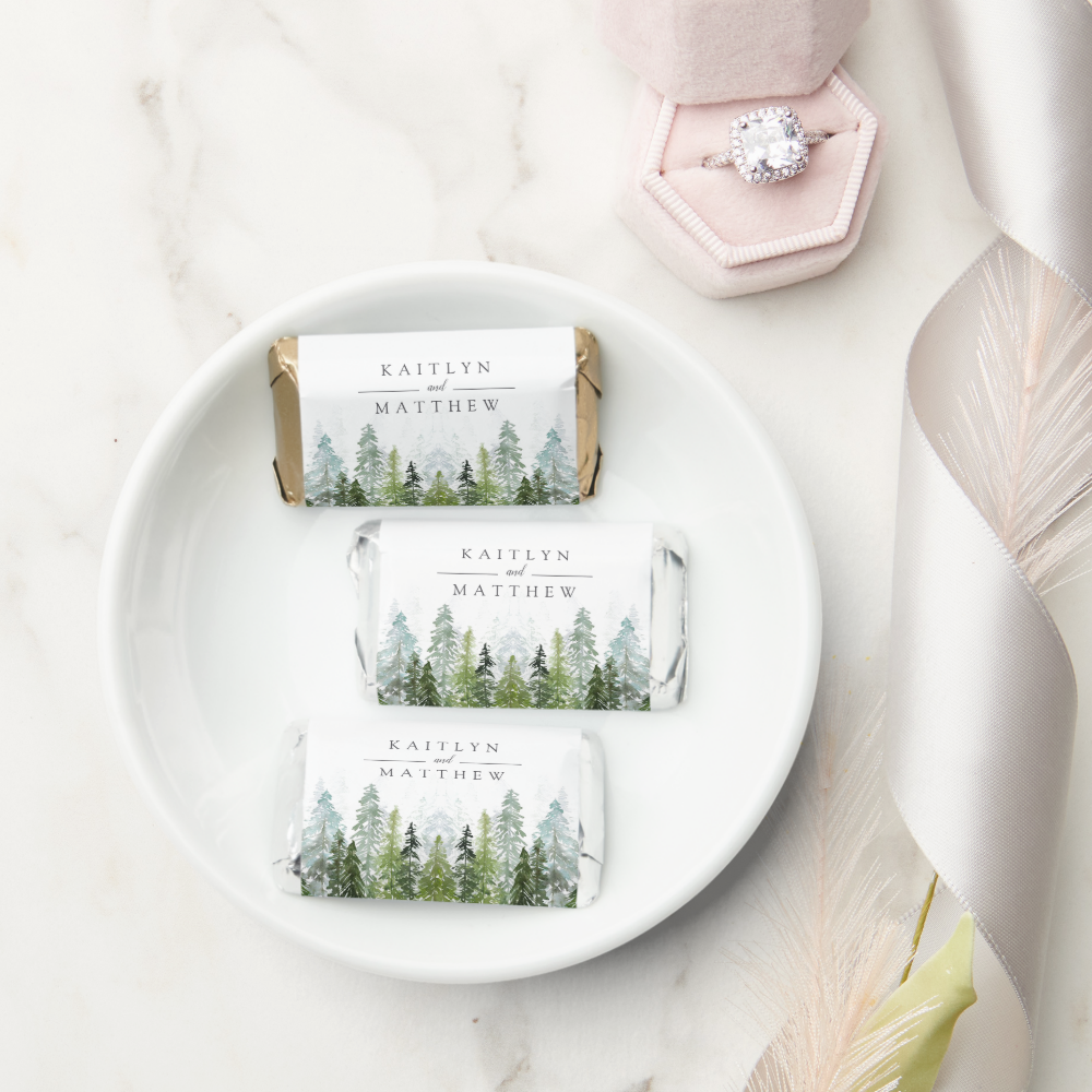 The Watercolor Pine Tree Forest Wedding Collection Hershey's Miniatures