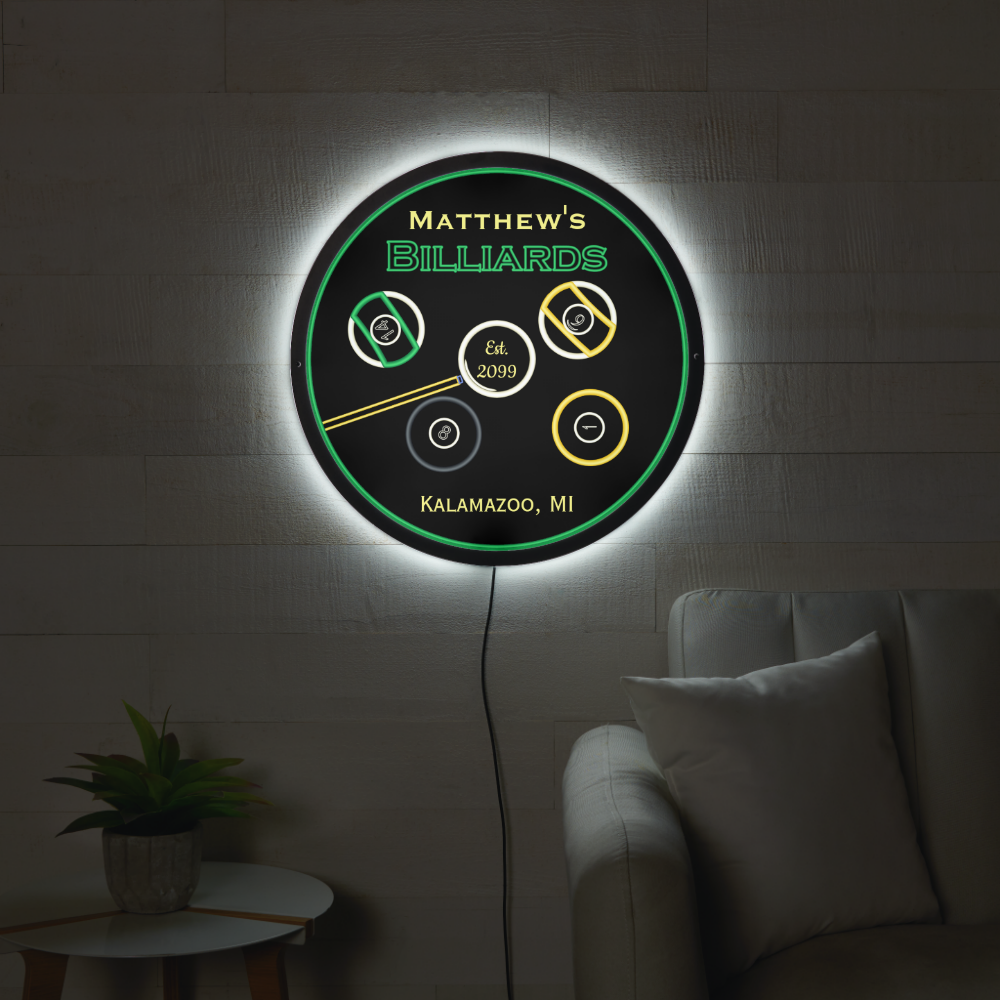 Man Cave Billiards Pool LED Sign for Game Room