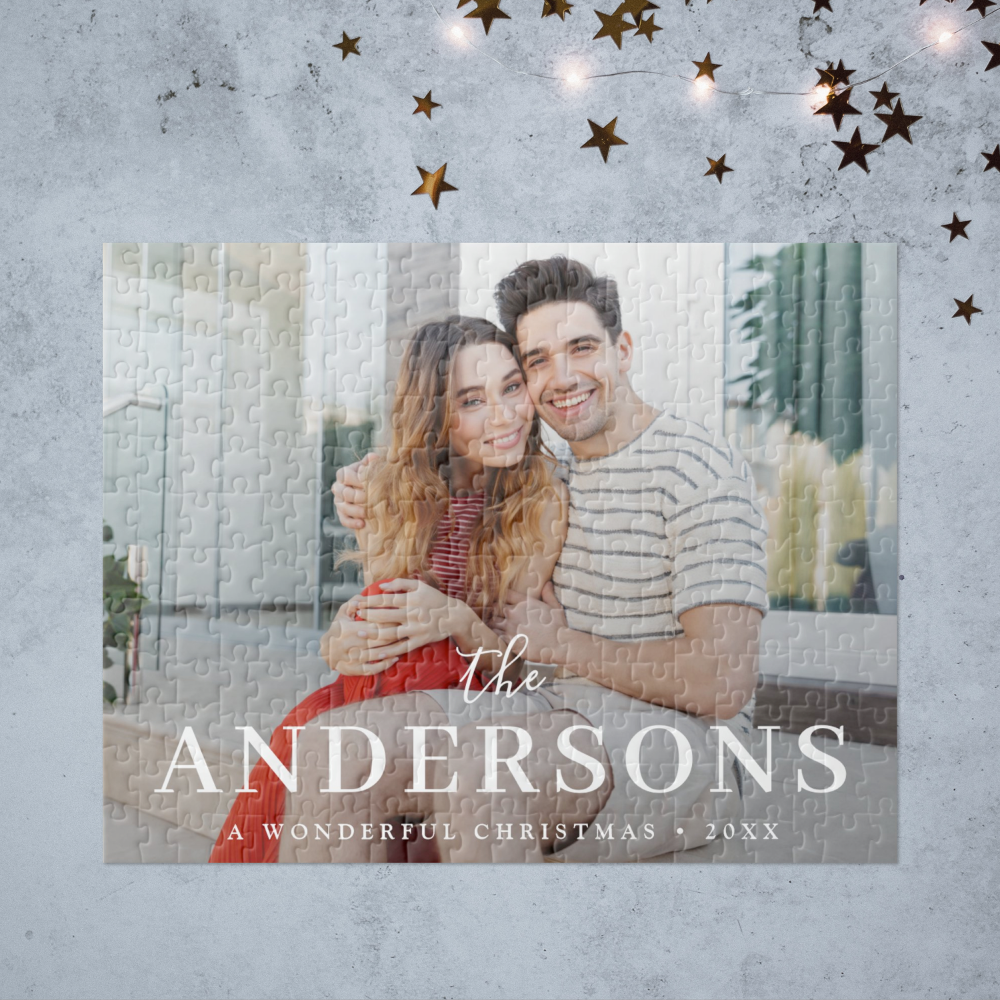 Elegant Modern Minimal | Christmas Couple Photo Jigsaw Puzzle
