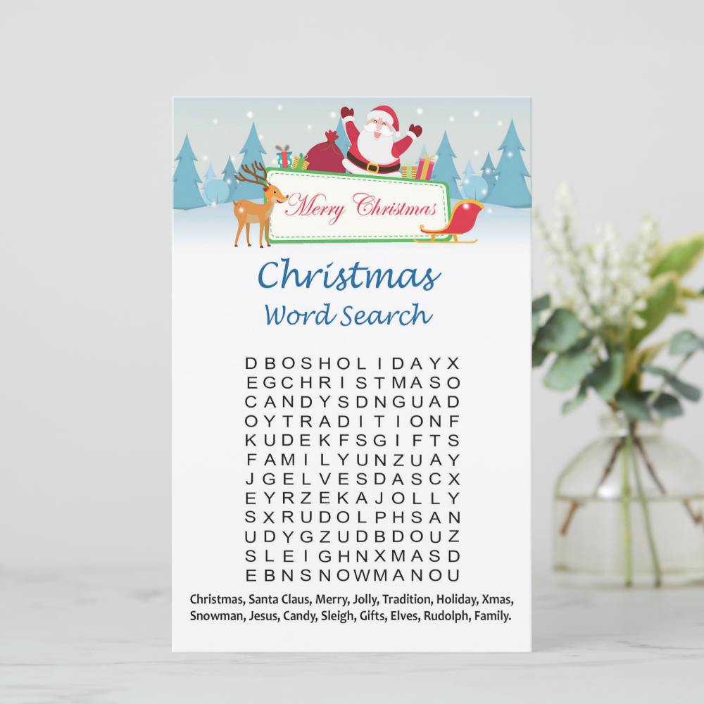 Santa claus gifts christmas word search game