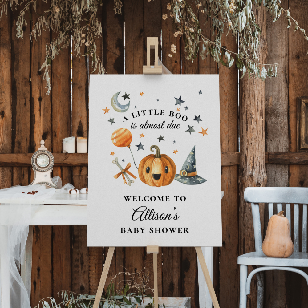 Little Boo Halloween Baby Shower Welcome Sign