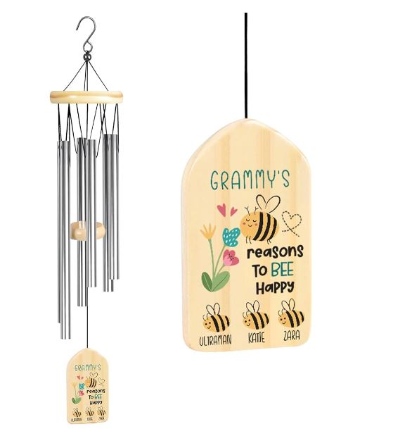 Jocidea Personalized Wind Chimes for Grammy, Personalized Gifts for Grammy for Grandma Birthdays Gifts for Grandma Xmas Gifts for Grammy Grandparents' Day Gifts - Grandma Gifts
