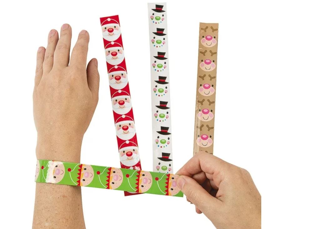 Cheery Christmas Slap Bracelets - Party Favors - 12 Pieces
