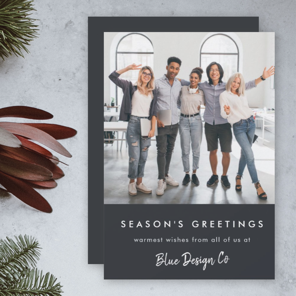 Business Christmas | Modern Stylish Team Photo Holiday Card
