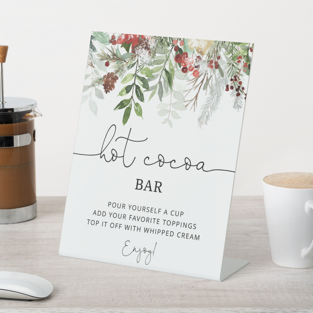 Evergreen Hot cocoa bar Pedestal Sign