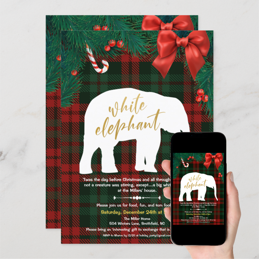 White Elephant Gift Exchange Invitation
