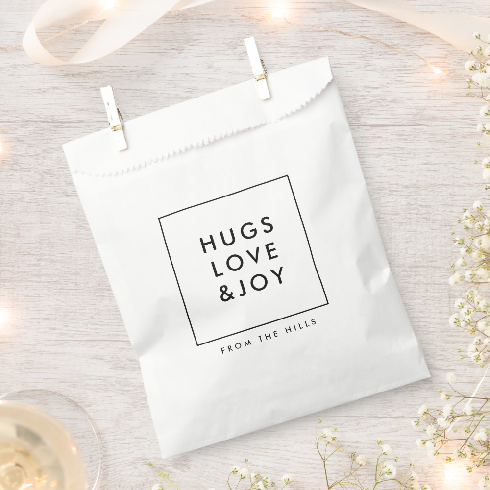 Hugs Love and Joy | Stylish Minimal Christmas Favor Bag
