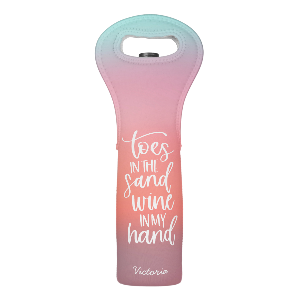 Toes in Sand Wine in Hand Funny Custom Wine Bag