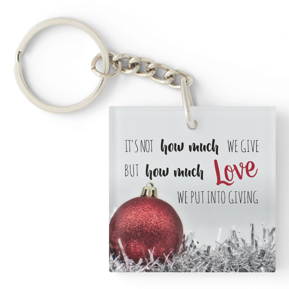 Inspirational Christmas quote with red decoration Keychain