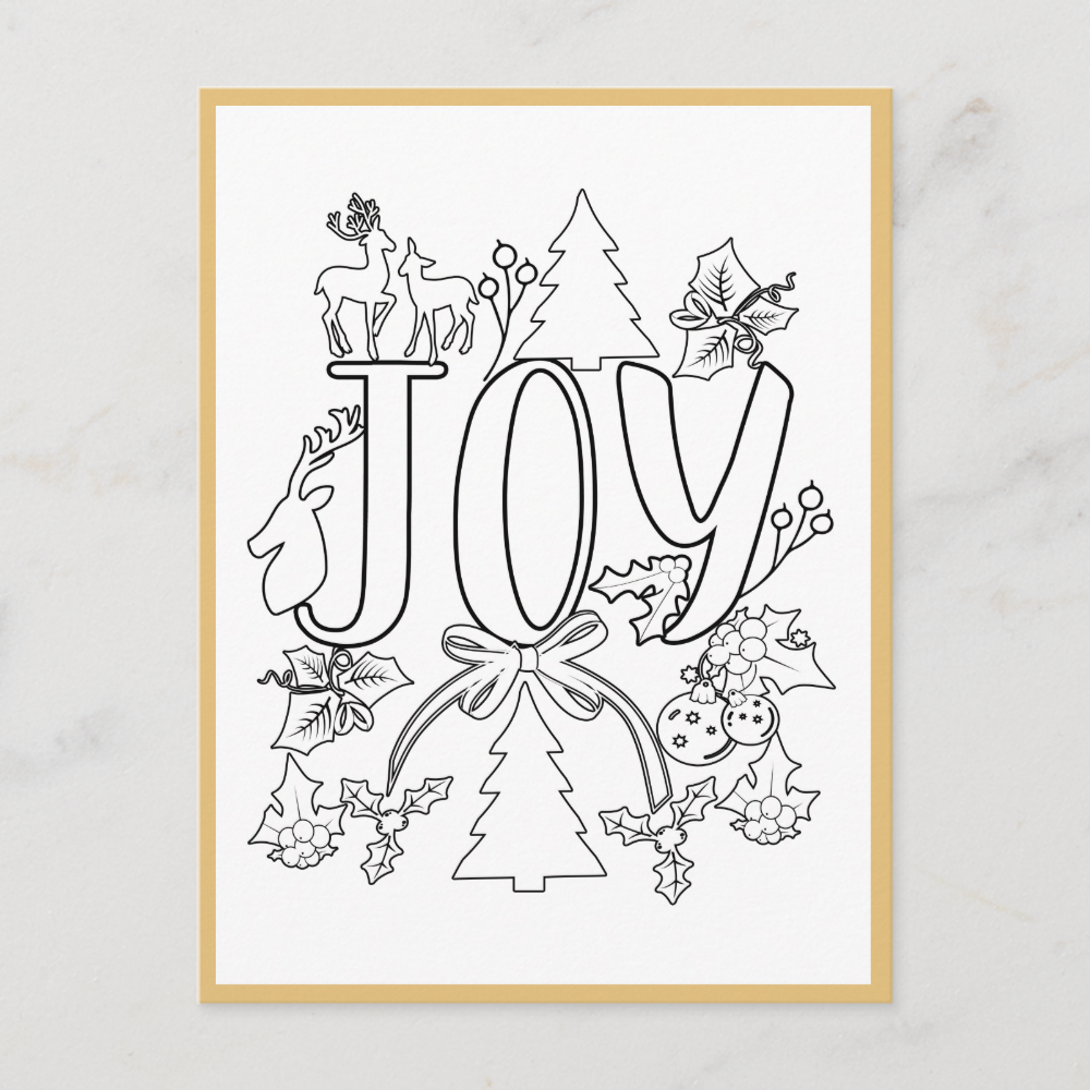 Joy Christmas Coloring Page Activity Card