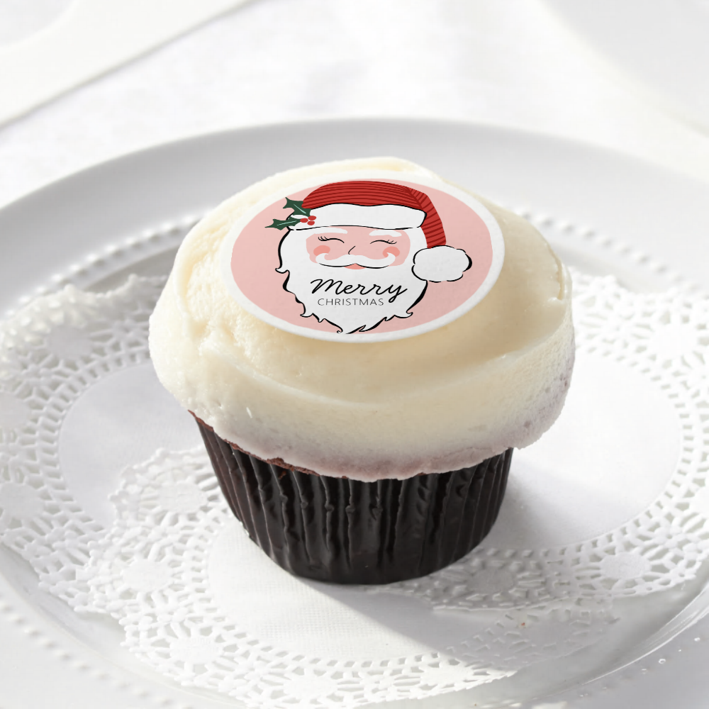 Cheerful Santa Face | Merry Christmas Edible Frosting Rounds