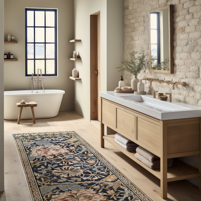 Honeysuckle Runner Blue Rug by William Morris