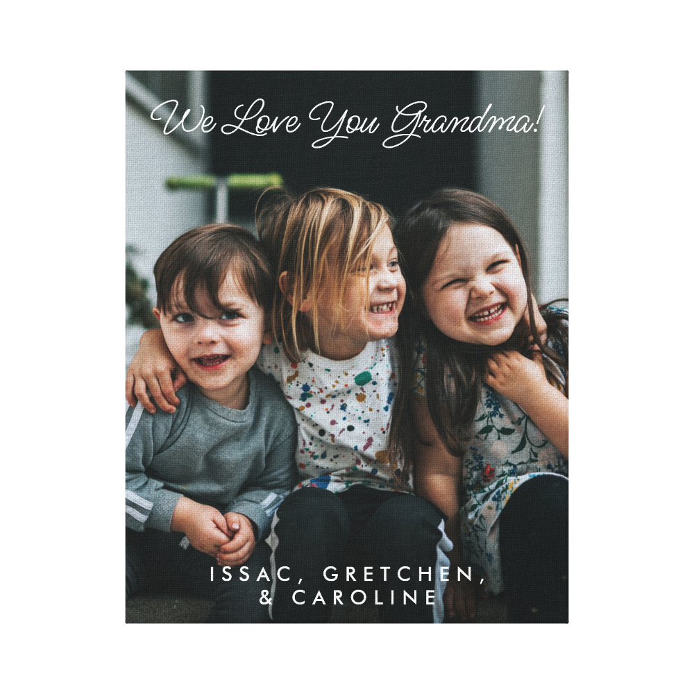 Personalized We Love You Grandma Photo Script Canvas Print