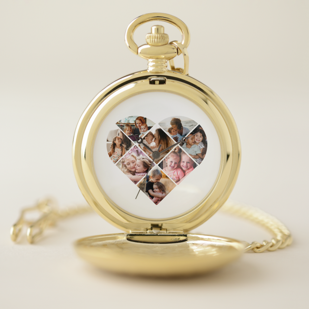 Heart Collage Pocket Watch