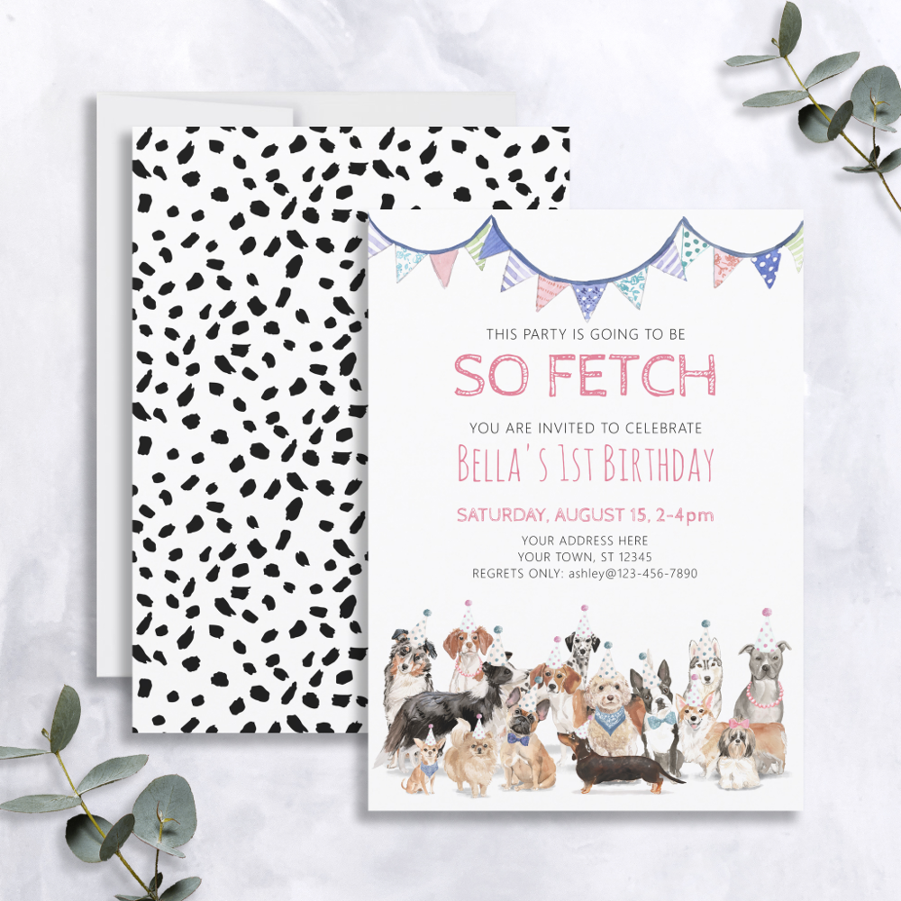 So Fetch Puppy Dog Birthday Party Invitation
