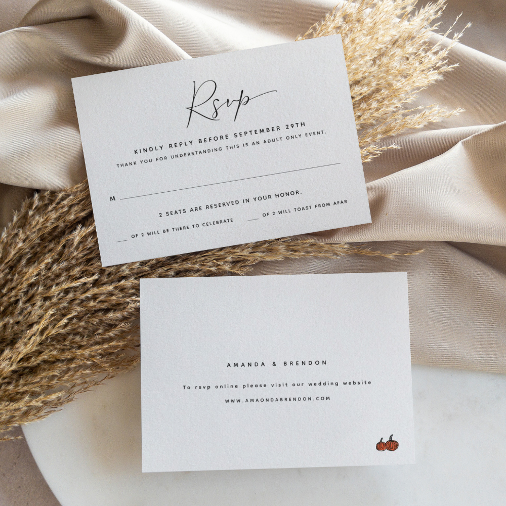 Adult Only Two Guest | Pumpkins Wedding RSVP Card
