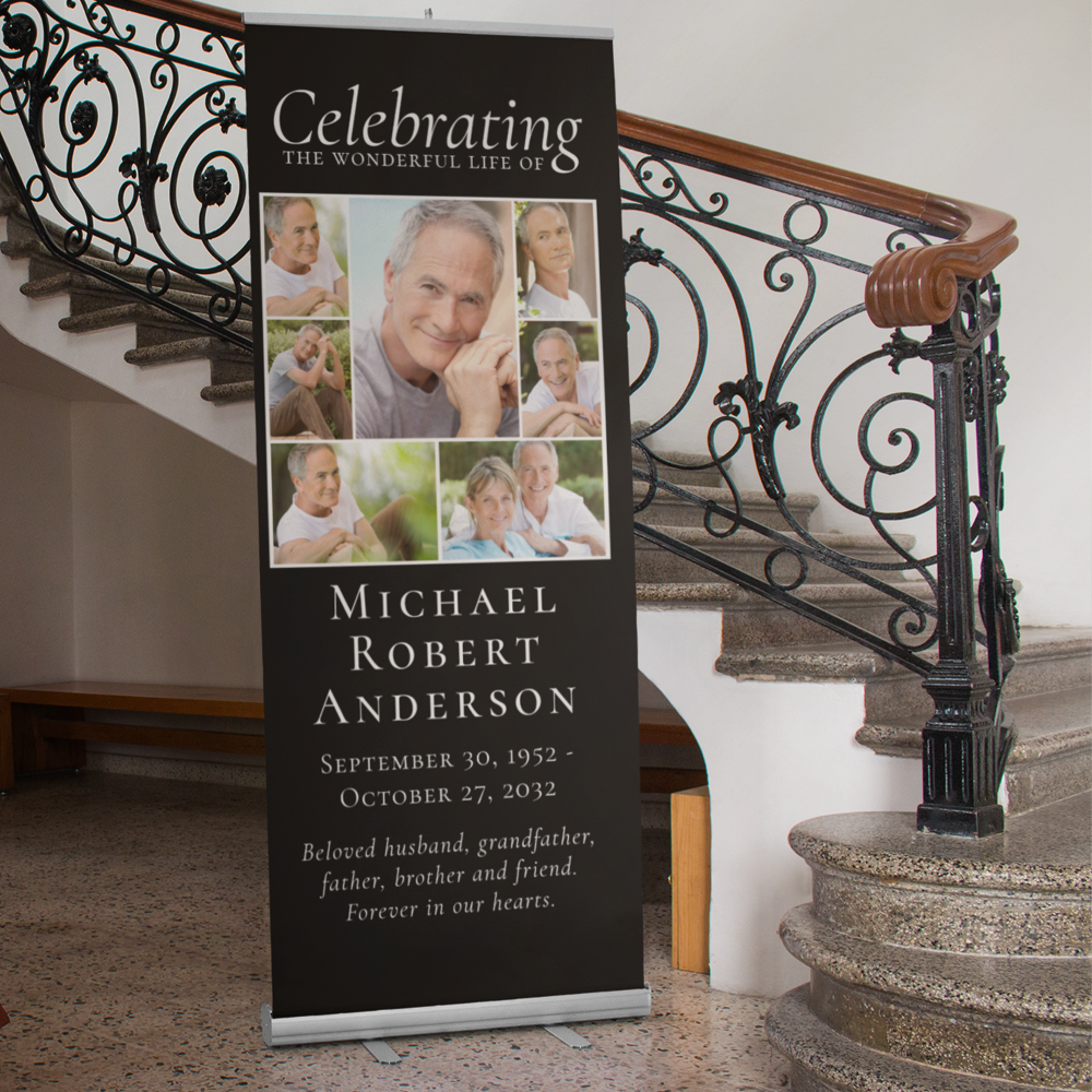 Funeral Memorial 7 Photo Collage Retractable Banner
