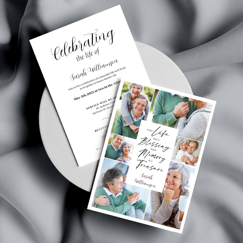 Celebration of Life Photo Collage Funeral Memorial Invitation
