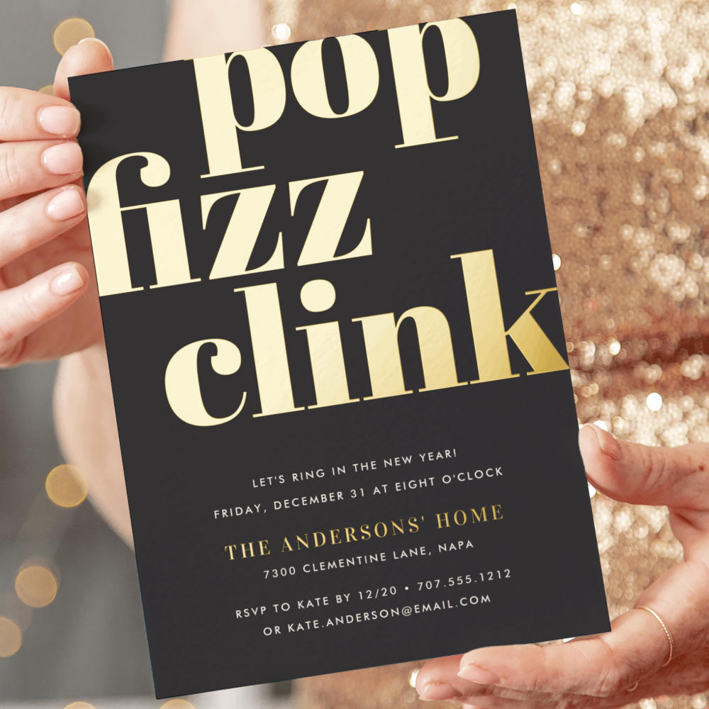 Modern Pop | New Year's Eve Party Foil Invitation
