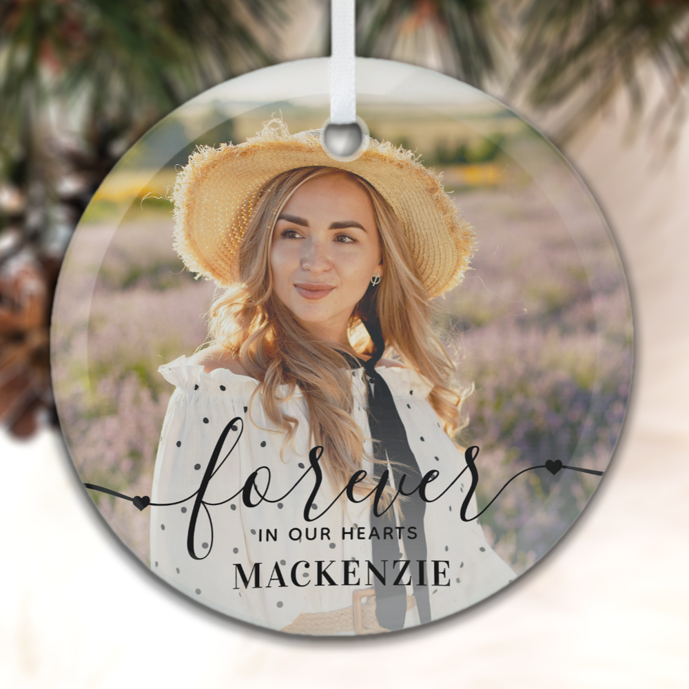 Forever in our Hearts - Sympathy Keepsake Memorial Glass Ornament
