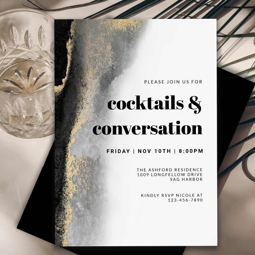 Modern Abstract Cocktails and Conversation Party Invitation
