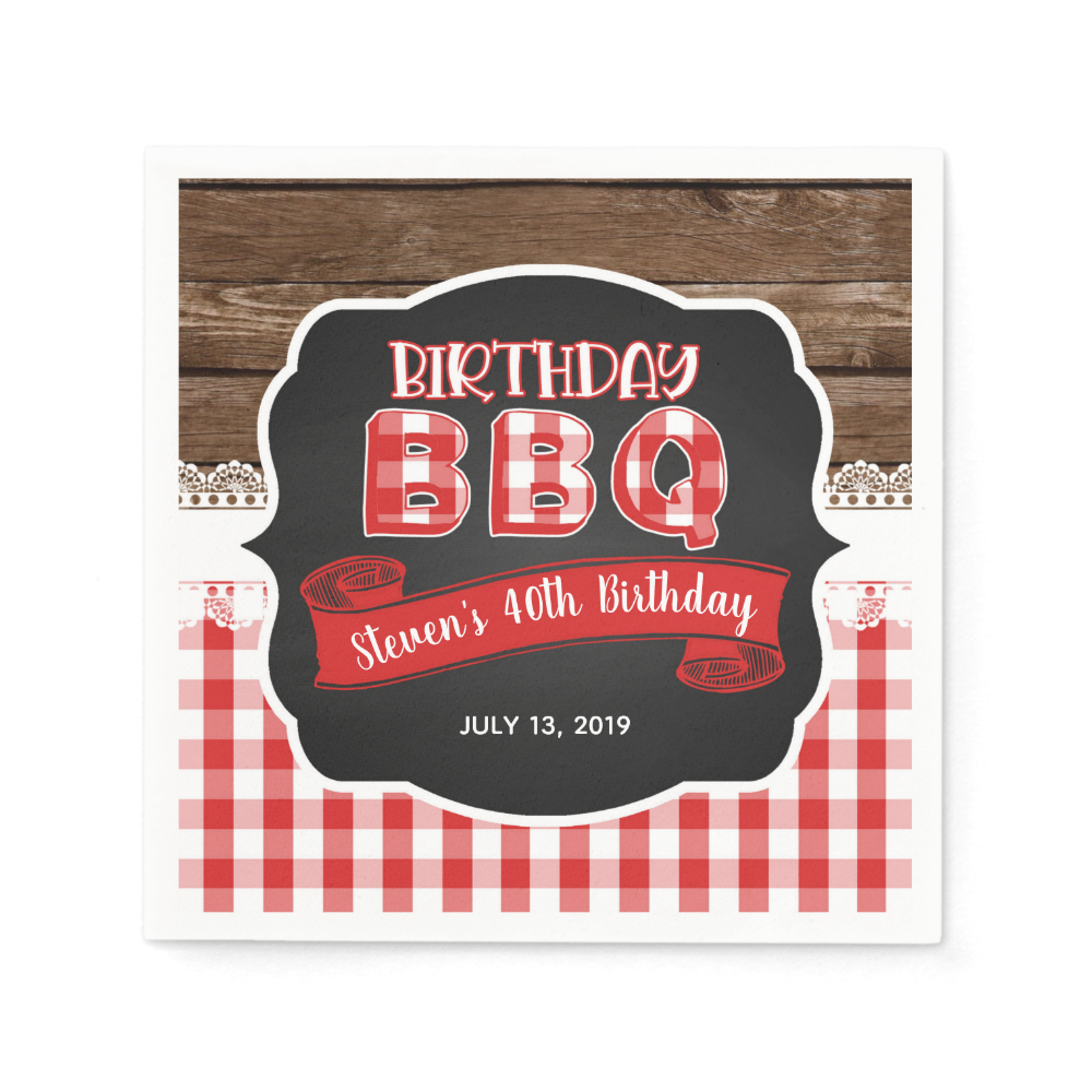 Birthday BBQ Paper Napkins - Red
