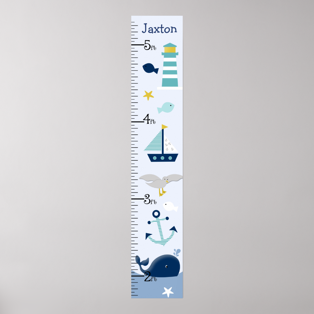 Nautical Whale Sailboat Growth Chart 
