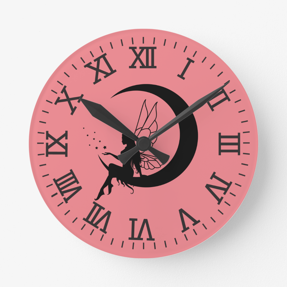 Fairy and Crescent Moon wall clock