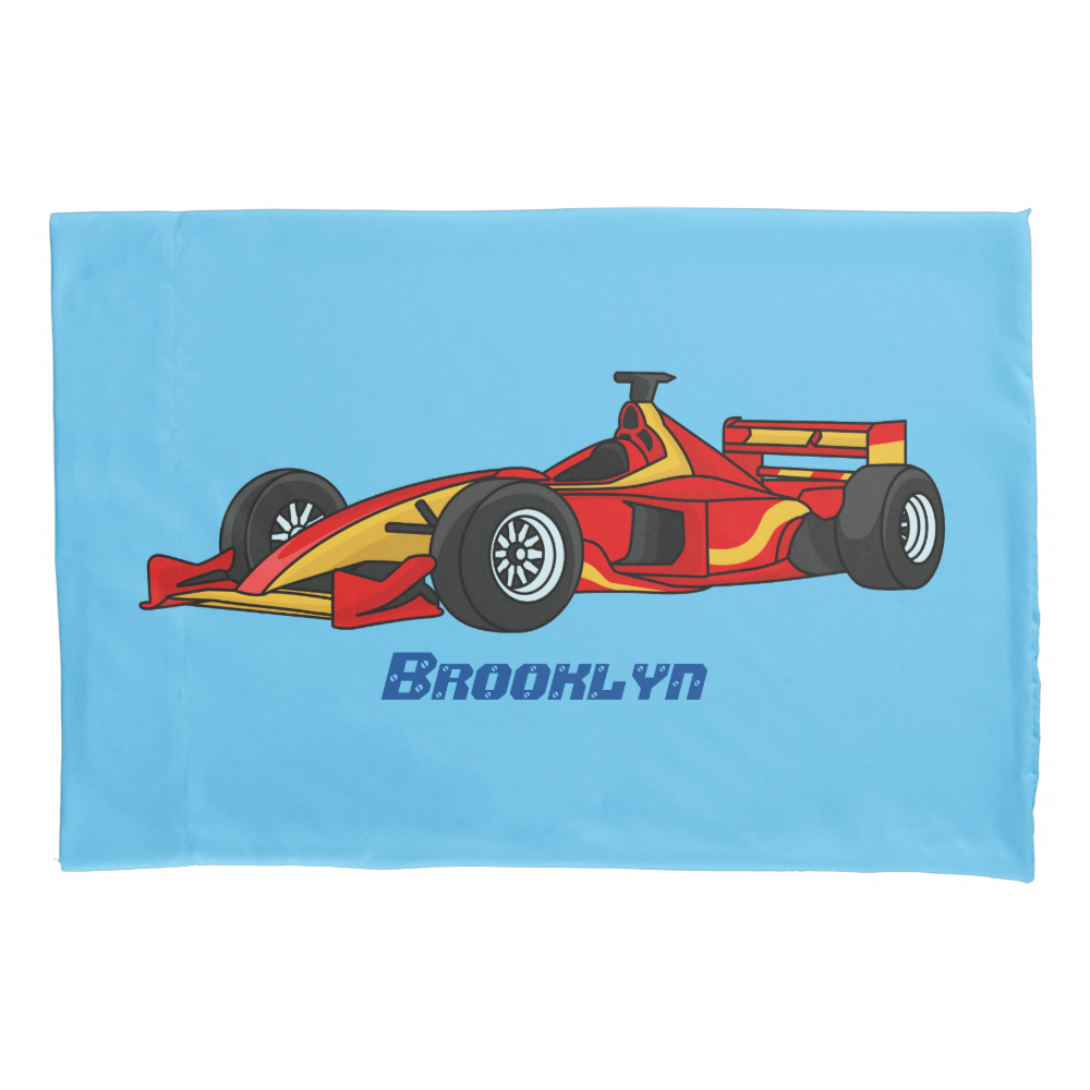 High speed racing cars cartoon illustration pillow case