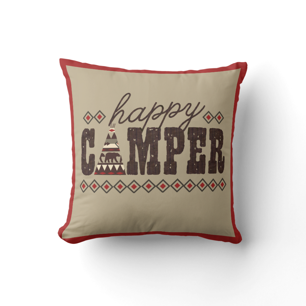 "Happy Camper" Throw Pillow
