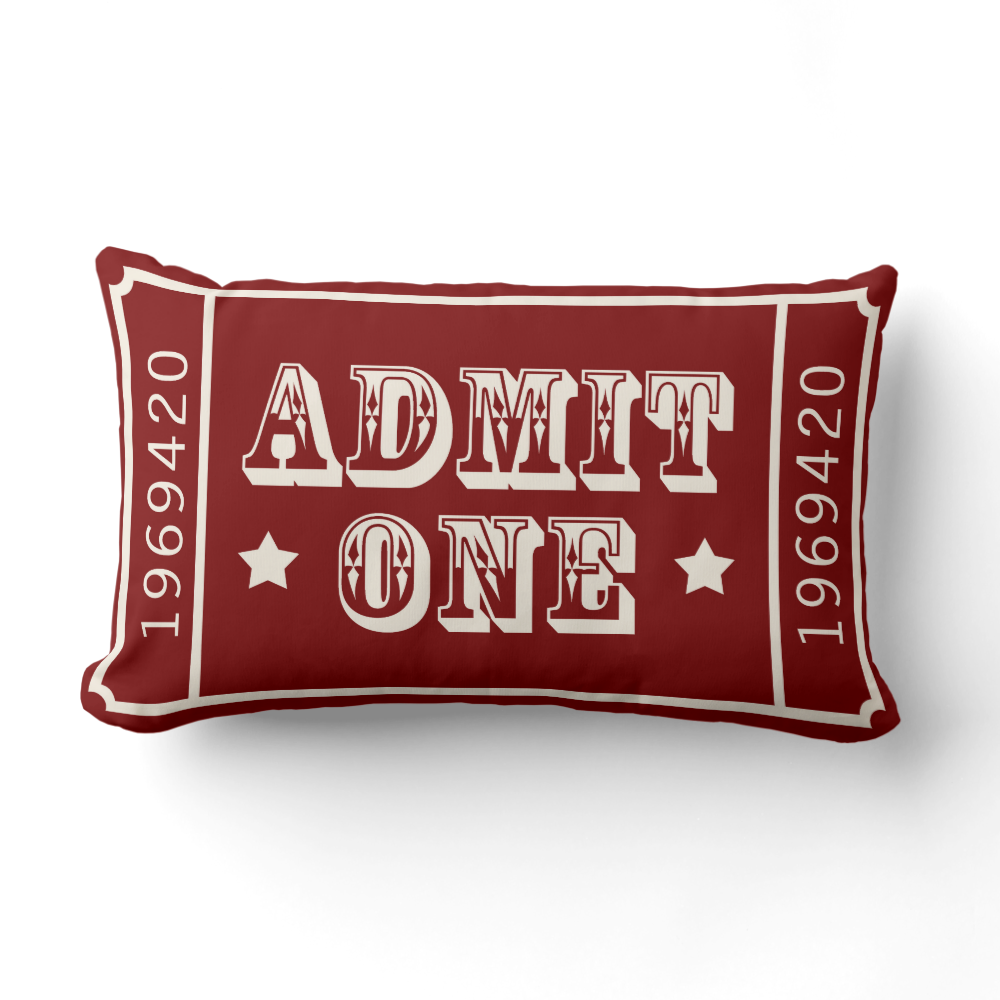Whimsical Circus Theatre Ticket Admit One Lumbar Pillow
