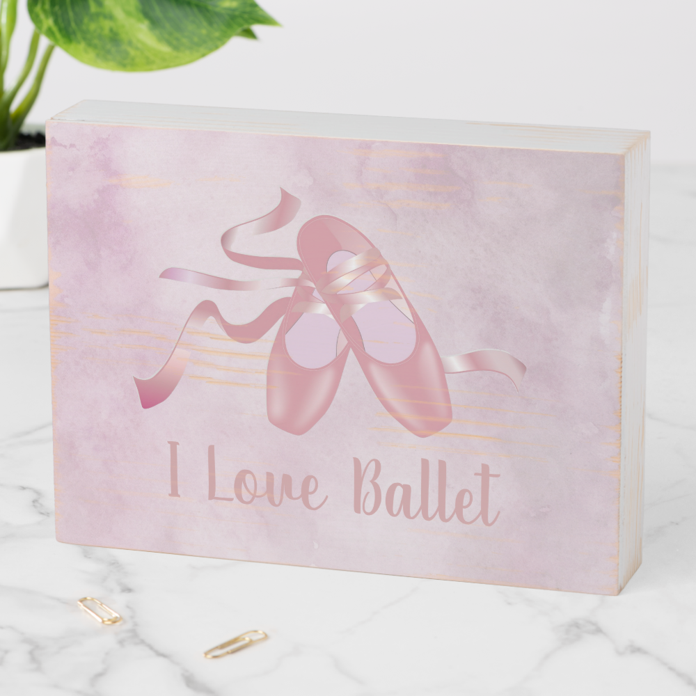 Ballet Shoes Design Wood Box Sign
