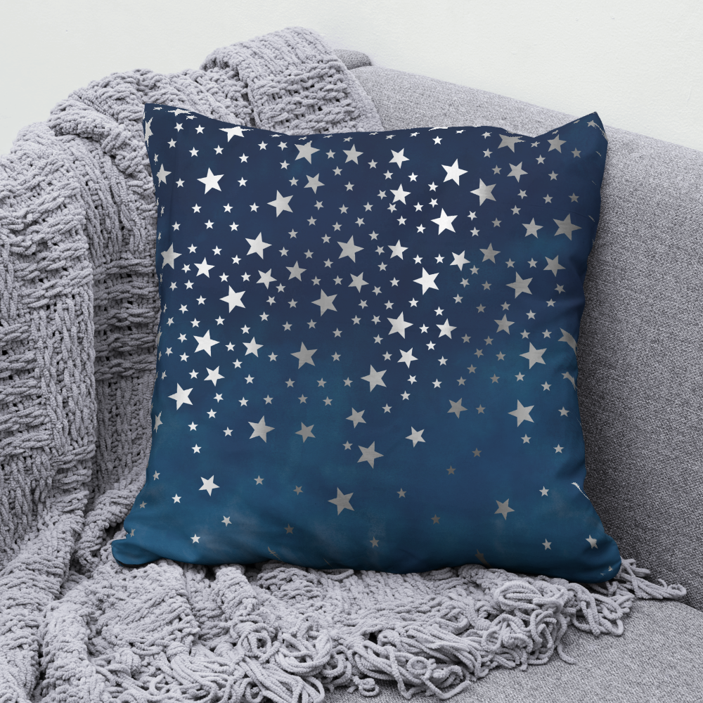 Falling Silver Stars Celestial Throw Pillow
